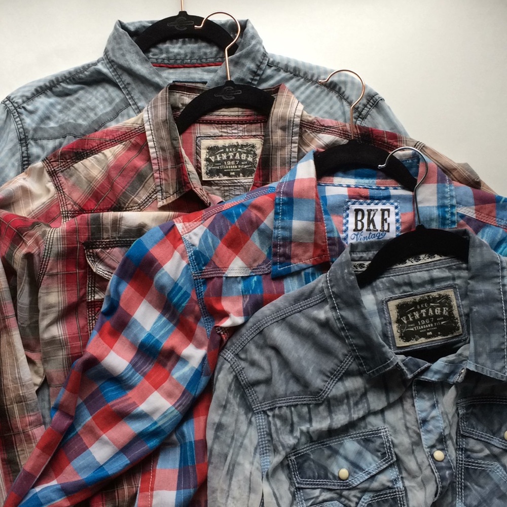 Four men’s button down medium Buckle BKE Vintage